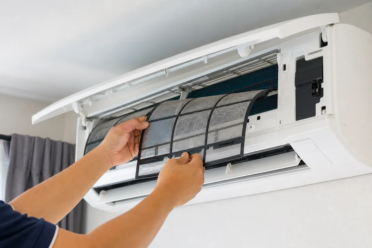 Split air conditioner service and cleaning